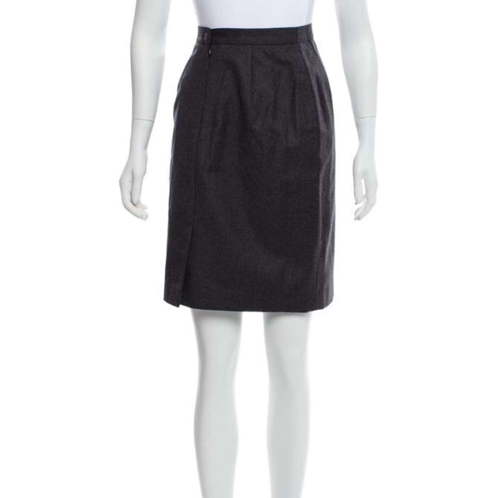 Giorgio Armani Gray Wool Knee-Length Skirt Size M US 6